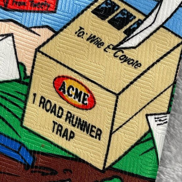 Looney Tunes Neck Tie Bugs Bunny Airplane USPS Stamp Collection Vintage 90's - Picture 2 of 14